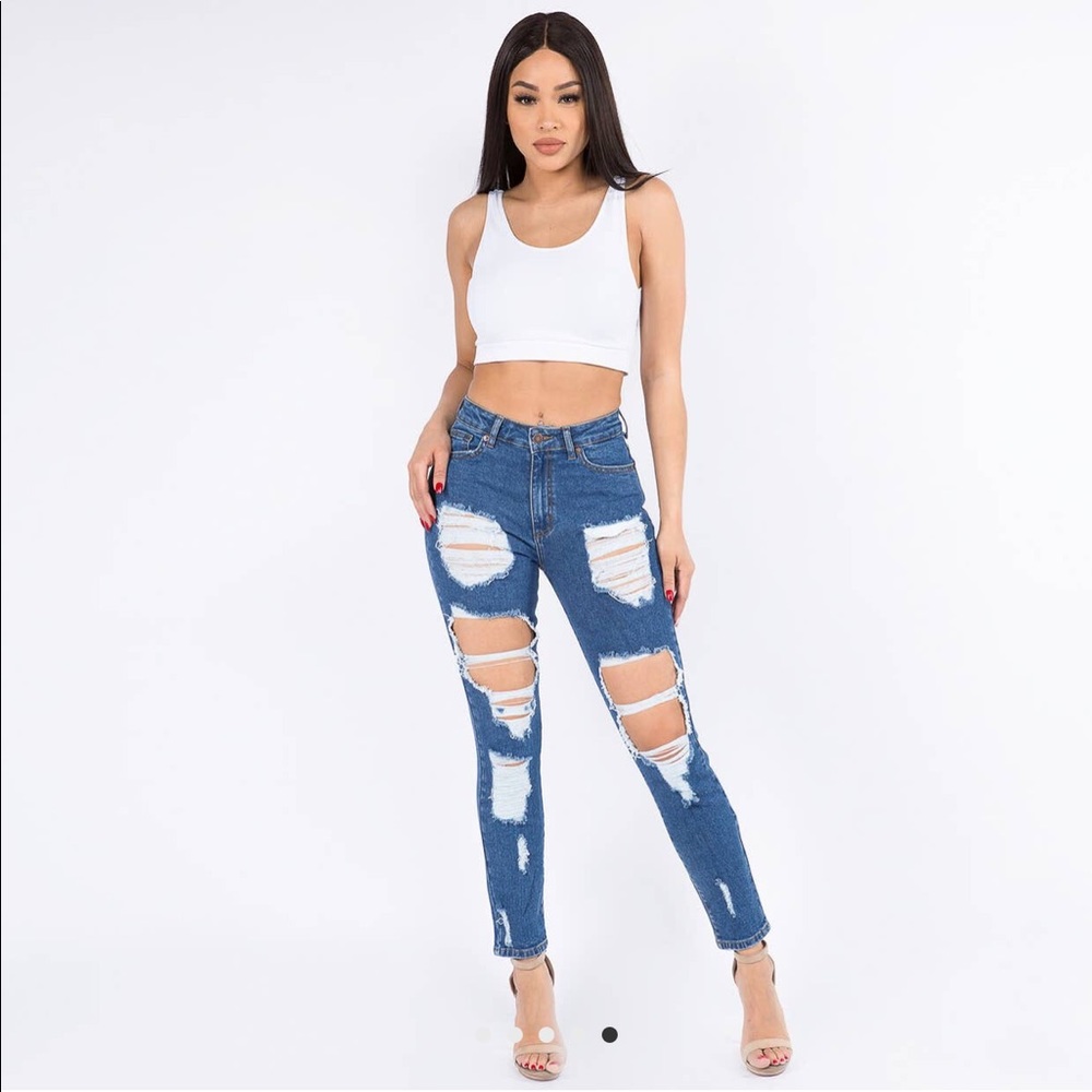 American Bazi High Waist Boyfriend Jeans